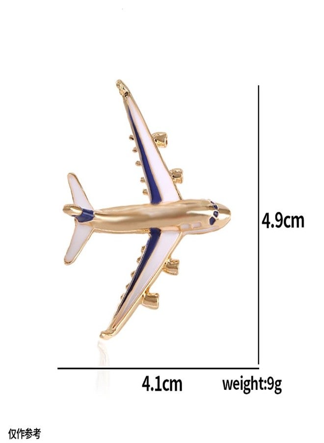 MXUHUI Blue Aircraft Airplane Brooch Emanel Cute Plane Pin Brooch Accessories - Image 4